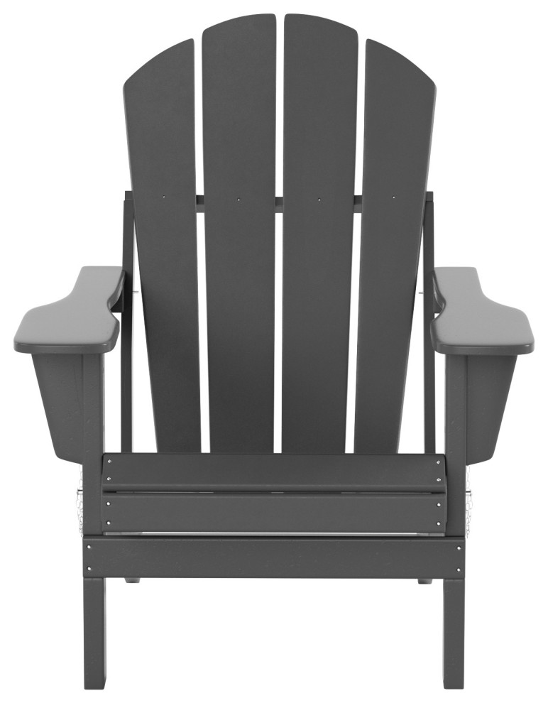 Malibu Outdoor Folding Poly Adirondack Chair  Set of 8  Gray   Traditional   Outdoor Lounge Sets   by WestinTrends  Houzz