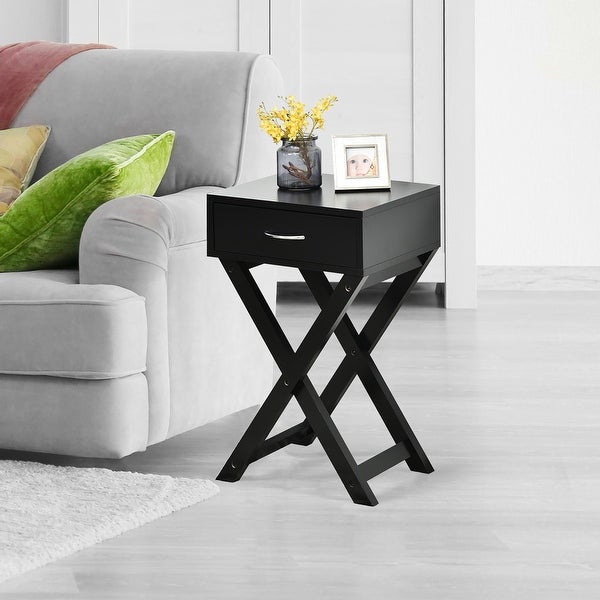 Costway 2PCS Nightstand x-Shape Drawer Accent Side End Table Modern