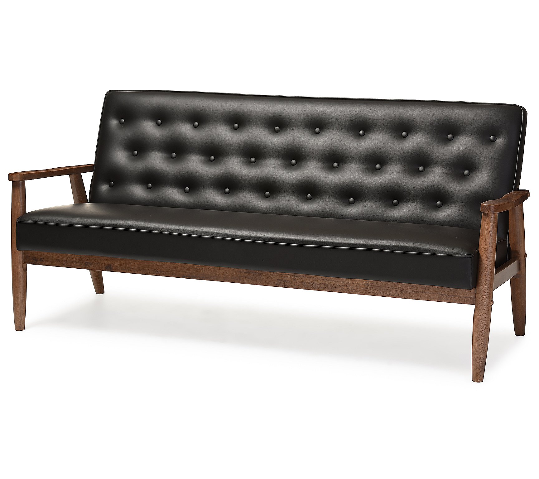 Sorrenti Mid-century Retro Modern Upholstered Wooden Sofa