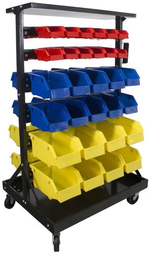 Erie Tools 60 Bin Parts Storage Rack with Locking Wheels for Garage