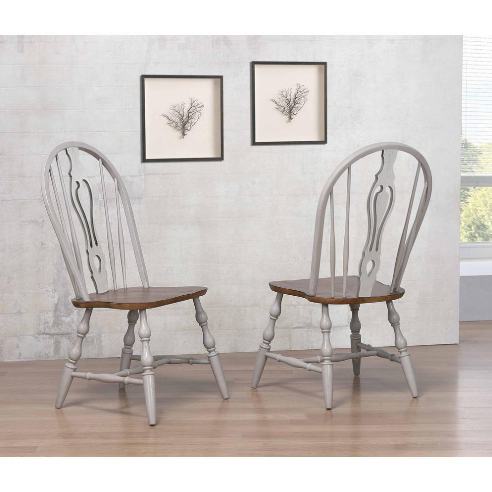 Country Grove Distressed Light Gray and Nutmeg Brown Side Chair (Set of 2)   French Country   Dining Chairs   by GwG Outlet  Houzz