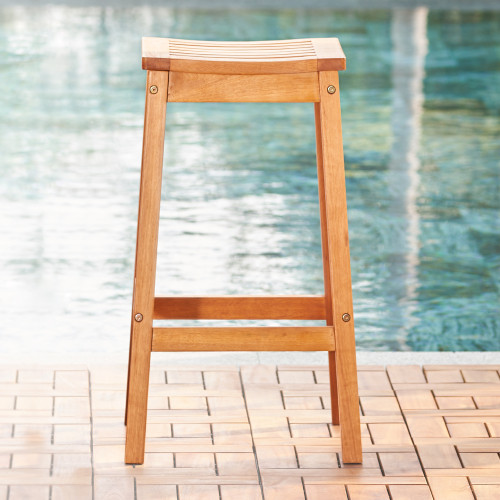 Olina Honey Eucalyptus Wooden Outdoor Dining Stool...