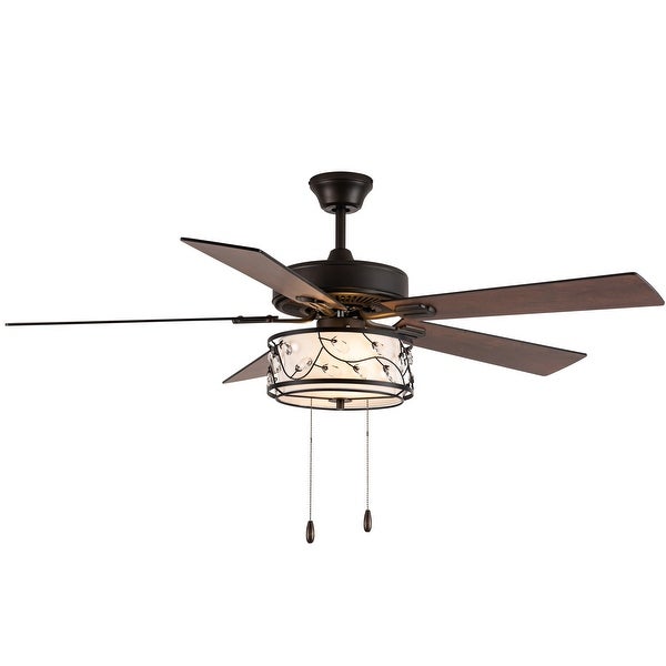 Serafina River of Goods Oil-Rubbed Bronze Metal 2-Light Floral Shade 52-Inch Ceiling Fan - 52