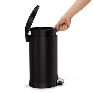 simplehuman 6 l (1.6 Gal.) Fingerprint-Proof Matte Black Steel Semi-Round Step-On Trash Can CW2097