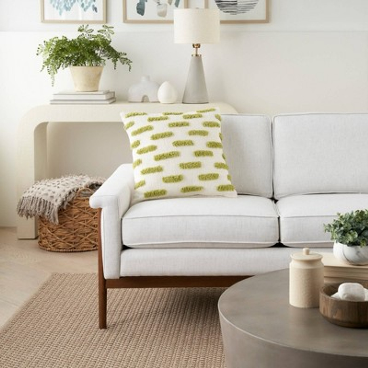 18x18 Life Styles Lines Tufted Square Throw Pillow Lime - Mina Victory