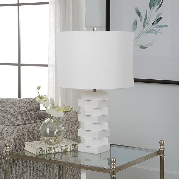 Uttermost Ascent White Geometric Table Lamp - 14 W x 23 H x 14 D (inches)