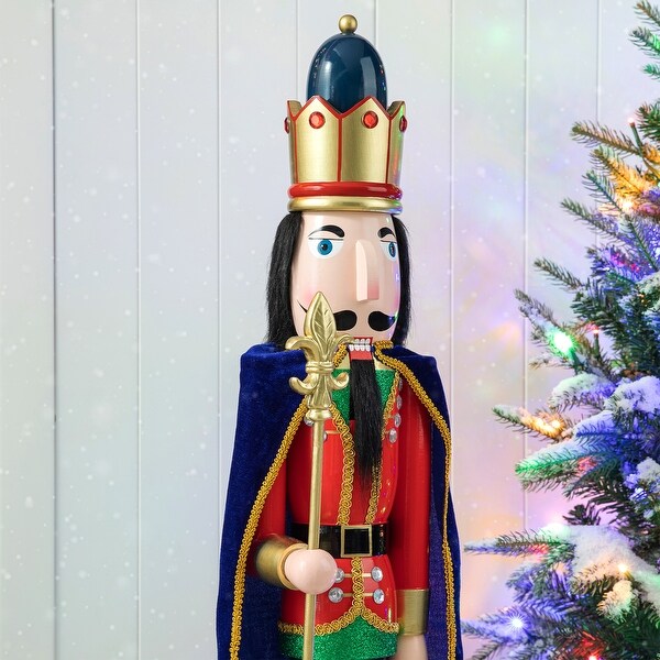 Glitzhome 36inch Wooden Christmas King/Drummer Nutcracker