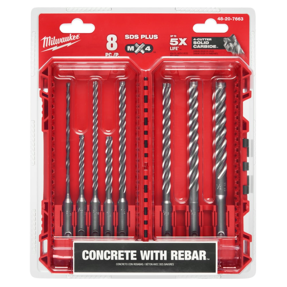 Milwaukee SDS Plus MX4™ 4 Cutter Drill Bit Kit 8pc ;