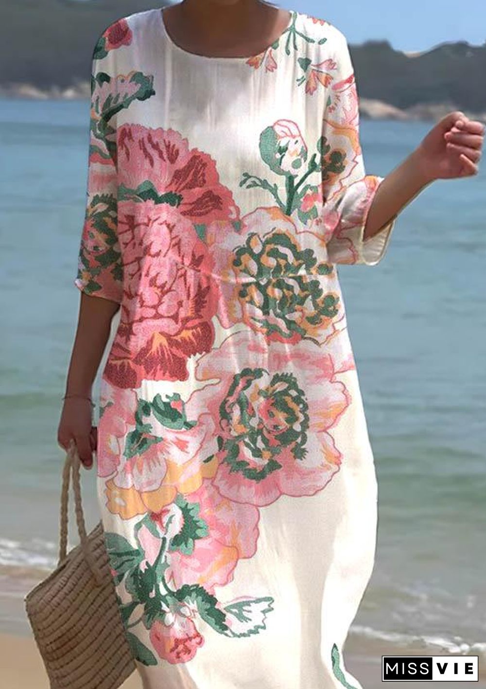 Women's Irregular Floral Pattern Resort Style Dress