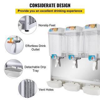 VEVOR Commercial Beverage Dispenser 14.25 Gal. 54 L 3 Tanks Drink Dispenser 350 W Stainless Steel Juice Dispenser 110V YLJHSLYJ18LX3SG01V1