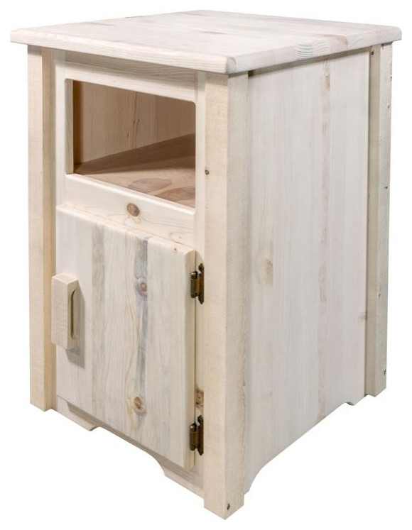 Montana Woodworks Homestead Solid Wood End Table with Door in Natural Lacquered   Rustic   Side Tables And End Tables   by Homesquare  Houzz