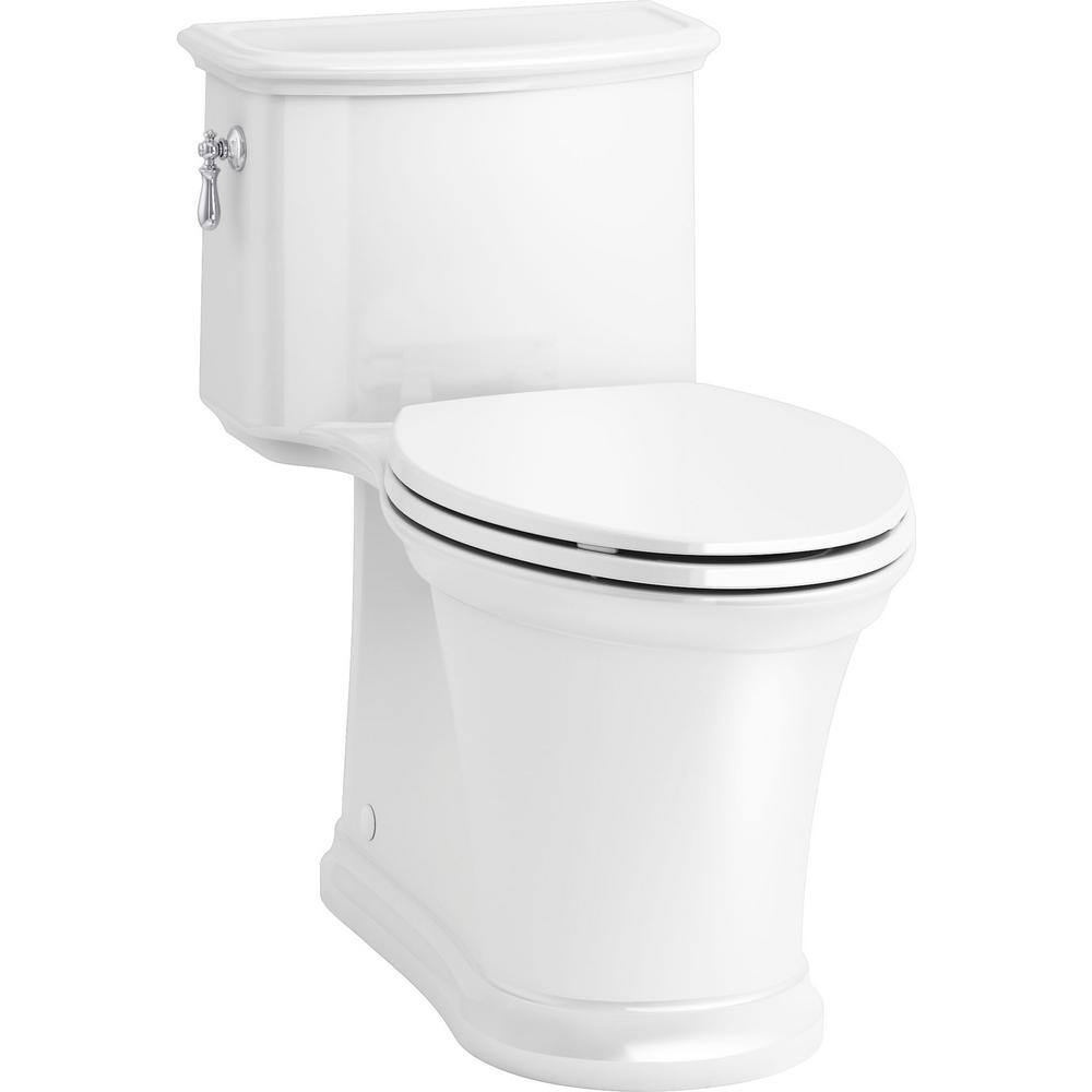 KOHLER Harken 1-Piece 1.28 GPF Single Flush Elongated Toilet in White (Seat Included) K-22695-0