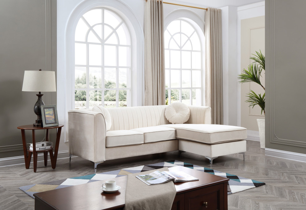 Delray Sofa Chaise   Midcentury   Sectional Sofas   by Glory Furniture  Houzz