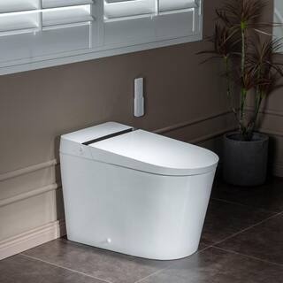 WOODBRIDGE Nutley Intelligent Comfort Height 1-Piece 1.0 GPF1.6 GPF Dual Flush Elongated Toilet in White Seat Included HB0990S