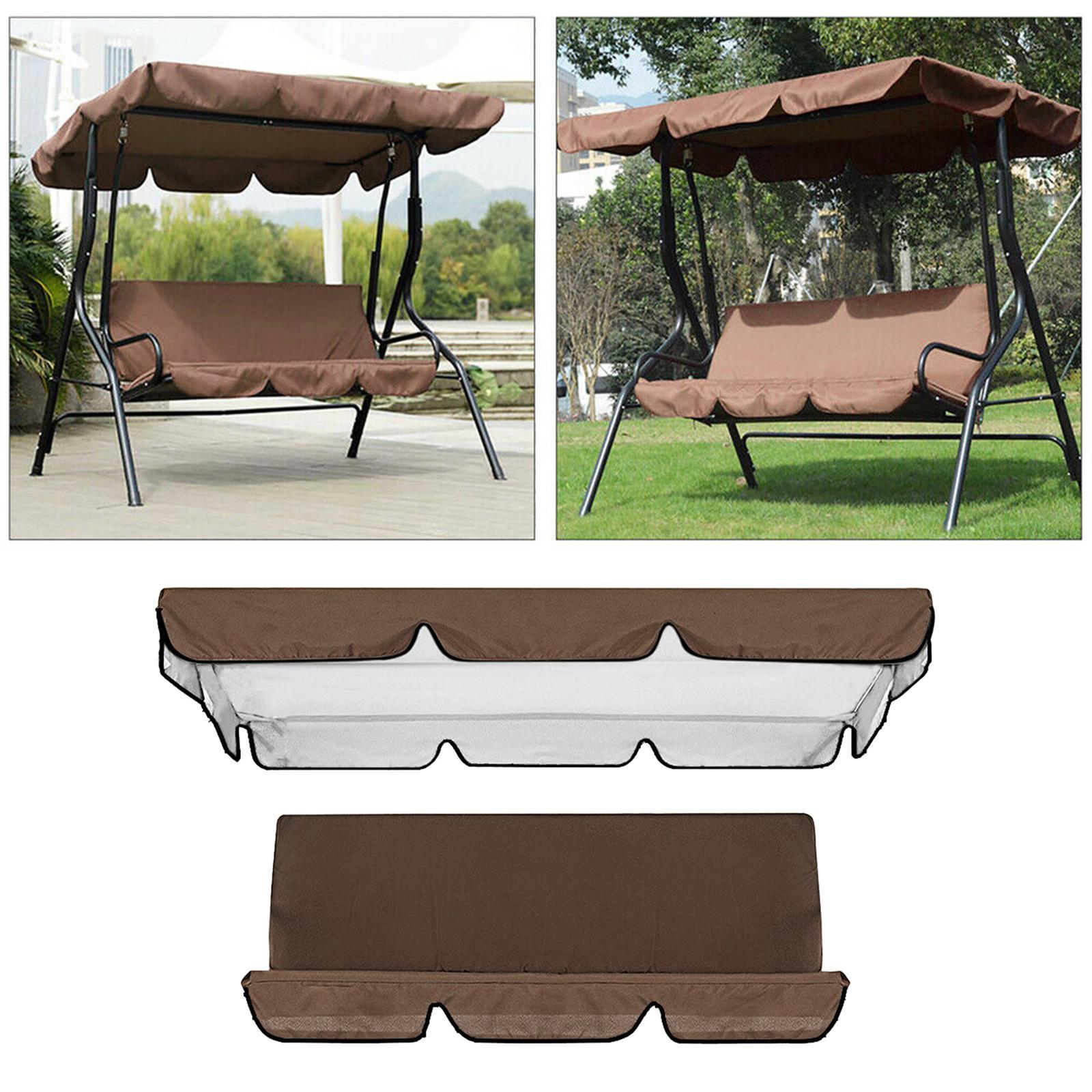 Garden Swing , 3 Seat Swing Canopies Seat Cushion Cover Set Patio Swing Chair Hammock Replacement Waterproof Cover , Brown