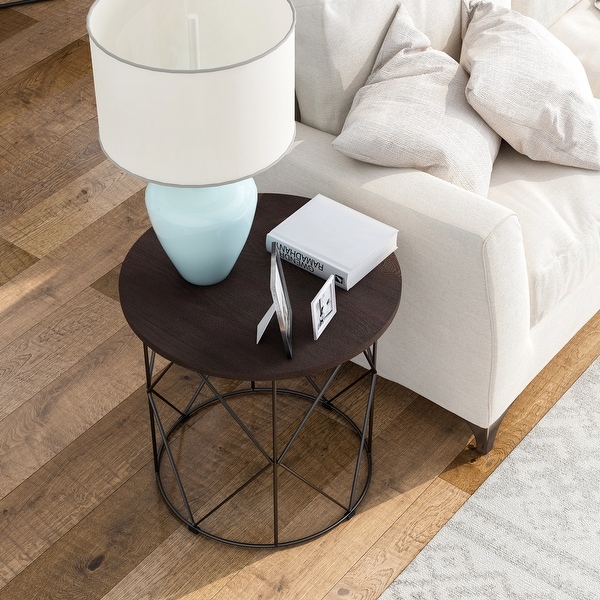 Furniture of America Brigid Modern Metal Round 23-inch Side Table