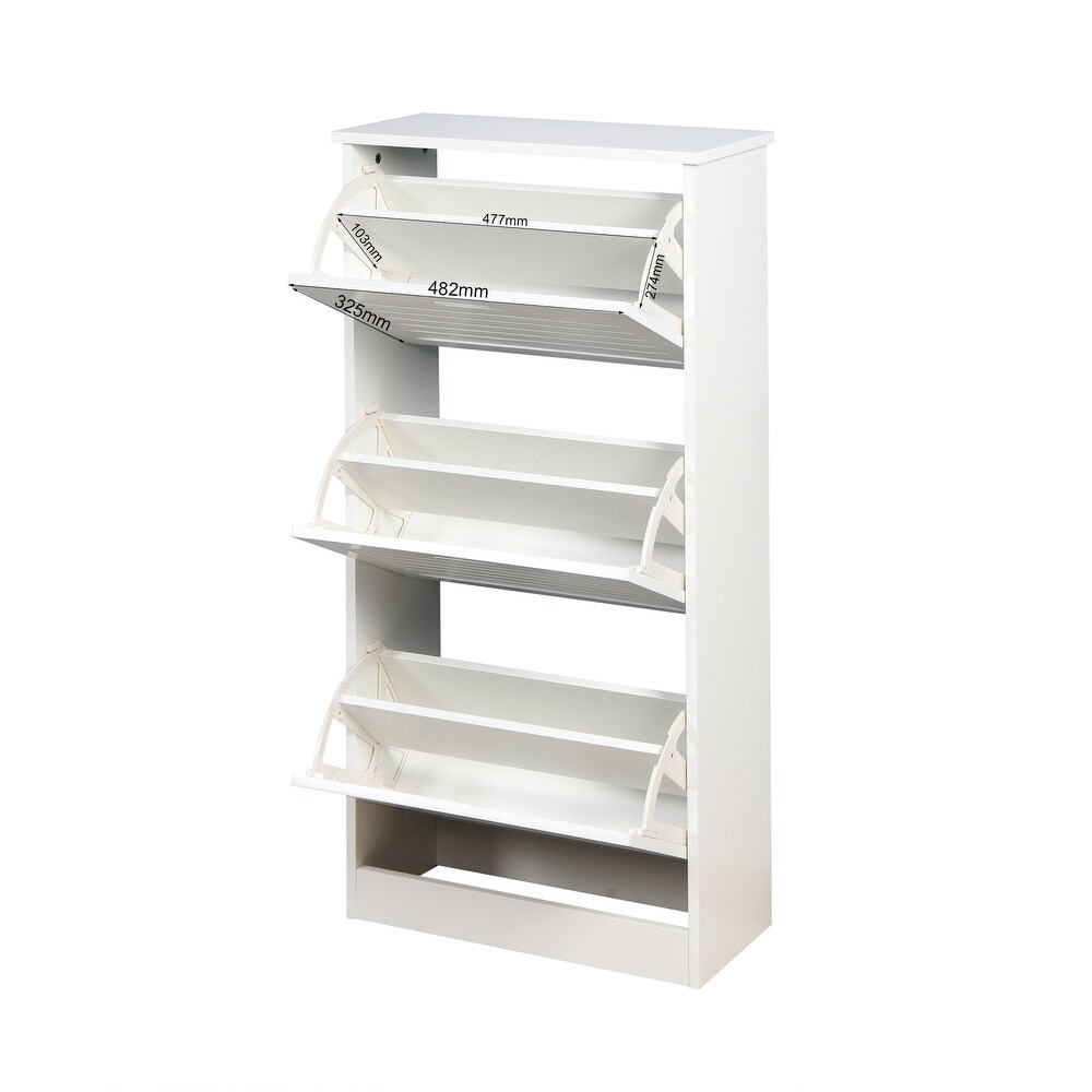 Wooden Shoe Cabinet  Shoe Storage Cabinet with 3 Flip Doors