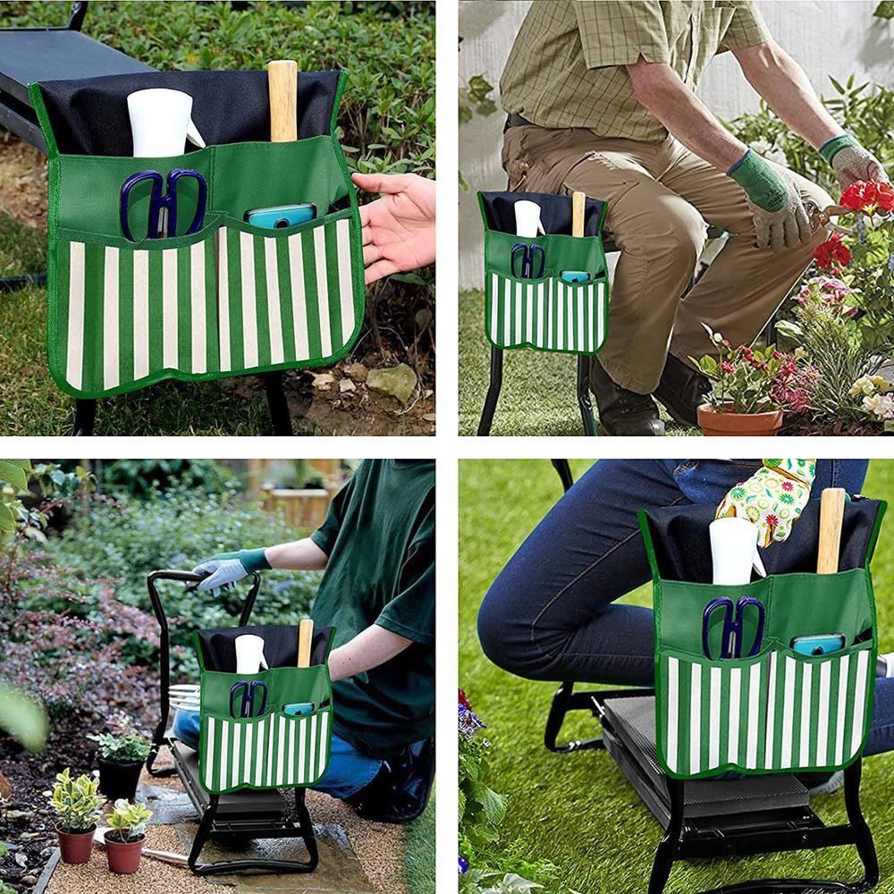 23 in. 2-Pack Black Garden Tools Portable Foldable Garden Kneeling Mat and Seat B091YNGY53