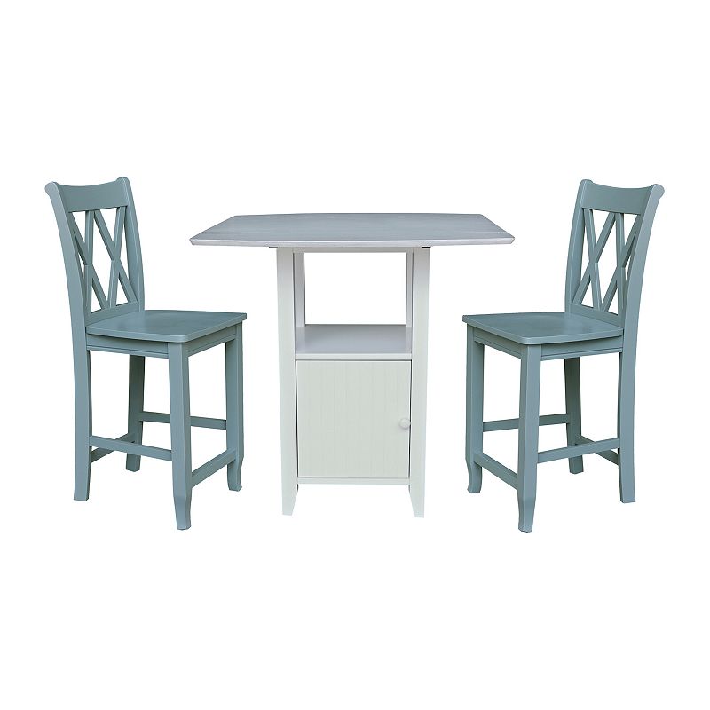 International Concepts Dual Drop Leaf Bistro Table and Counter Stools 3-piece Set