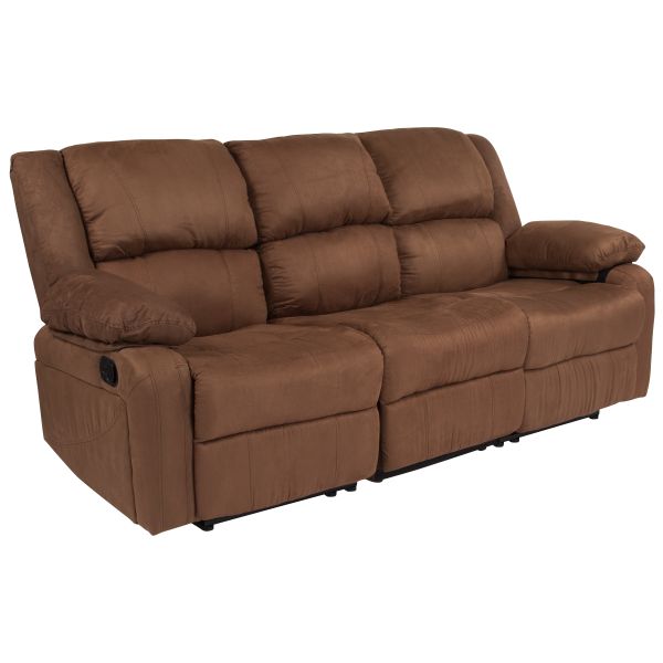 Harmony Series Chocolate Brown Microfiber Sofa with Two Built-In Recliners