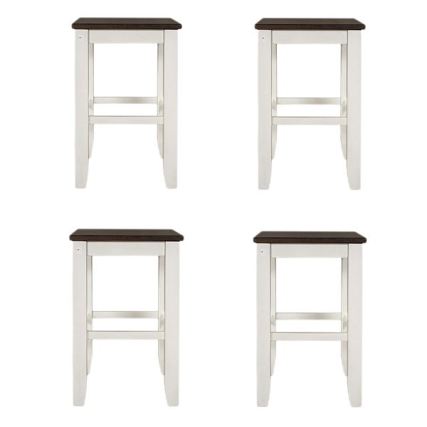 Farmhouse Counter Height Dining Bar Stools with Footrest， Set of 4