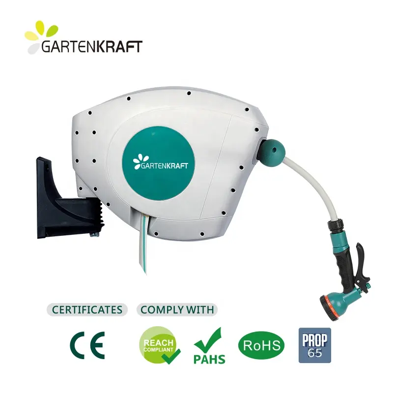 GARTENKRAFT Garden supply water hose reel with auto retractable hose 10m