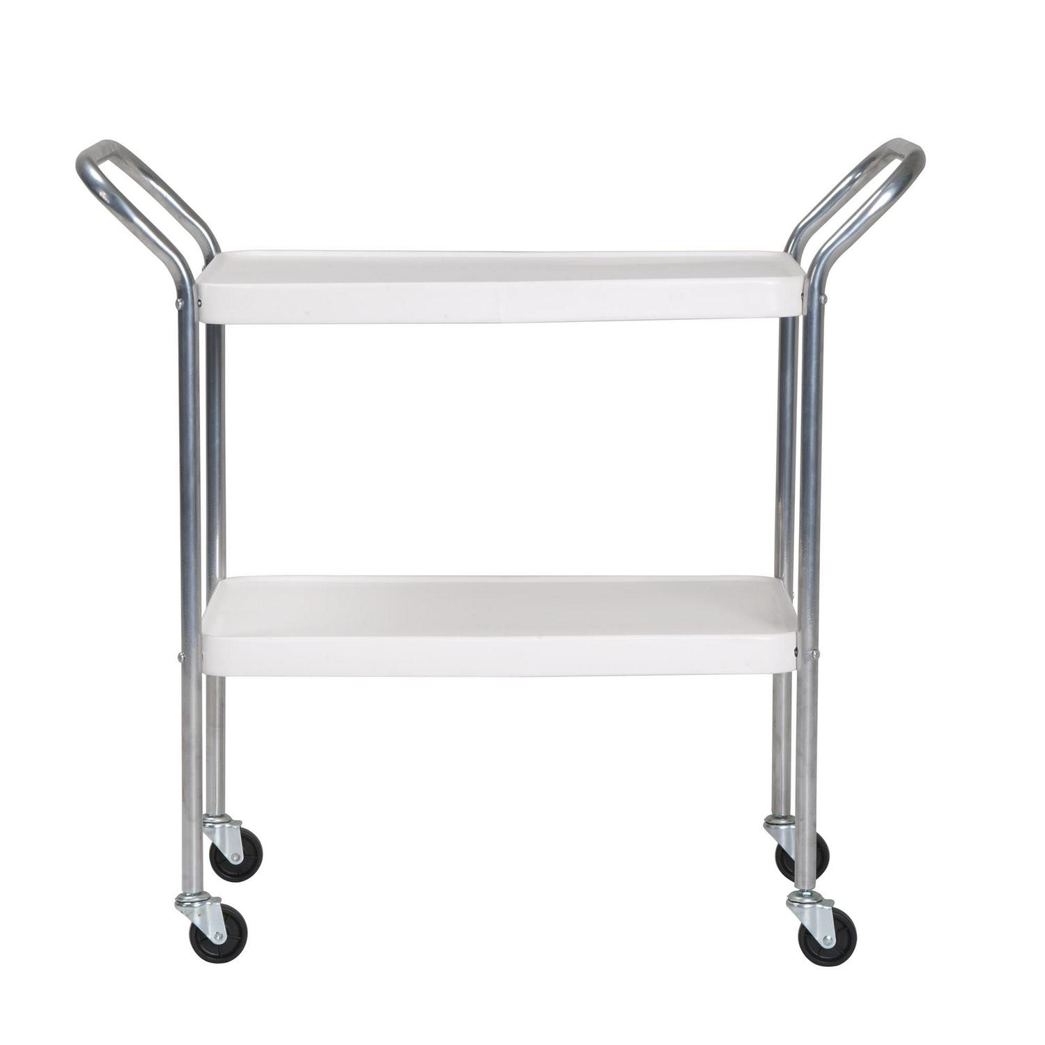 COSCO Stylaire 2 Tier Serving Cart， White and Silver