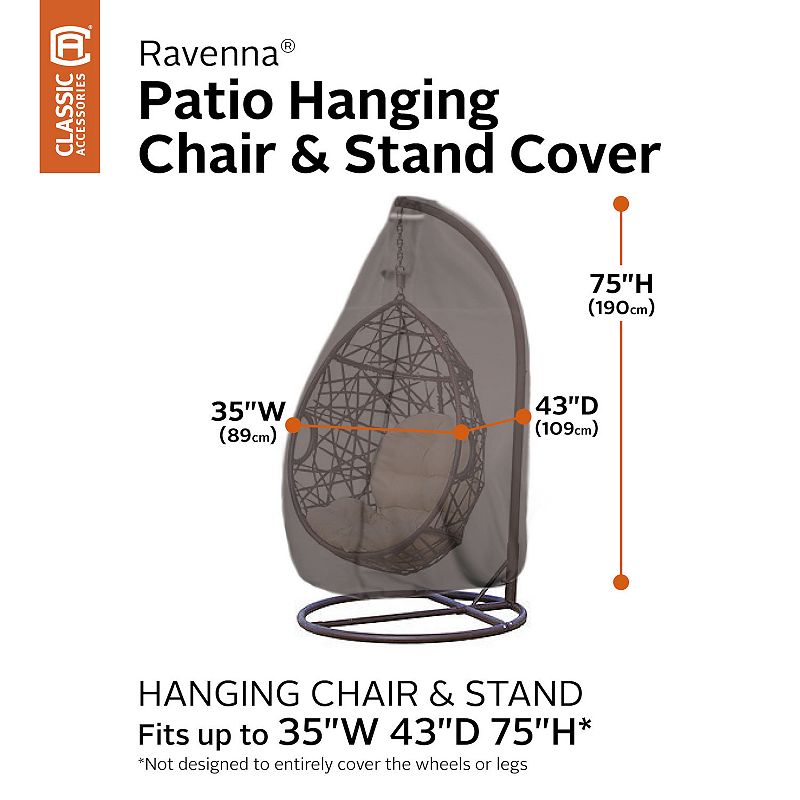 Classic Accessories Ravenna Water-Resistant Hanging Chair and Stand Patio Cover