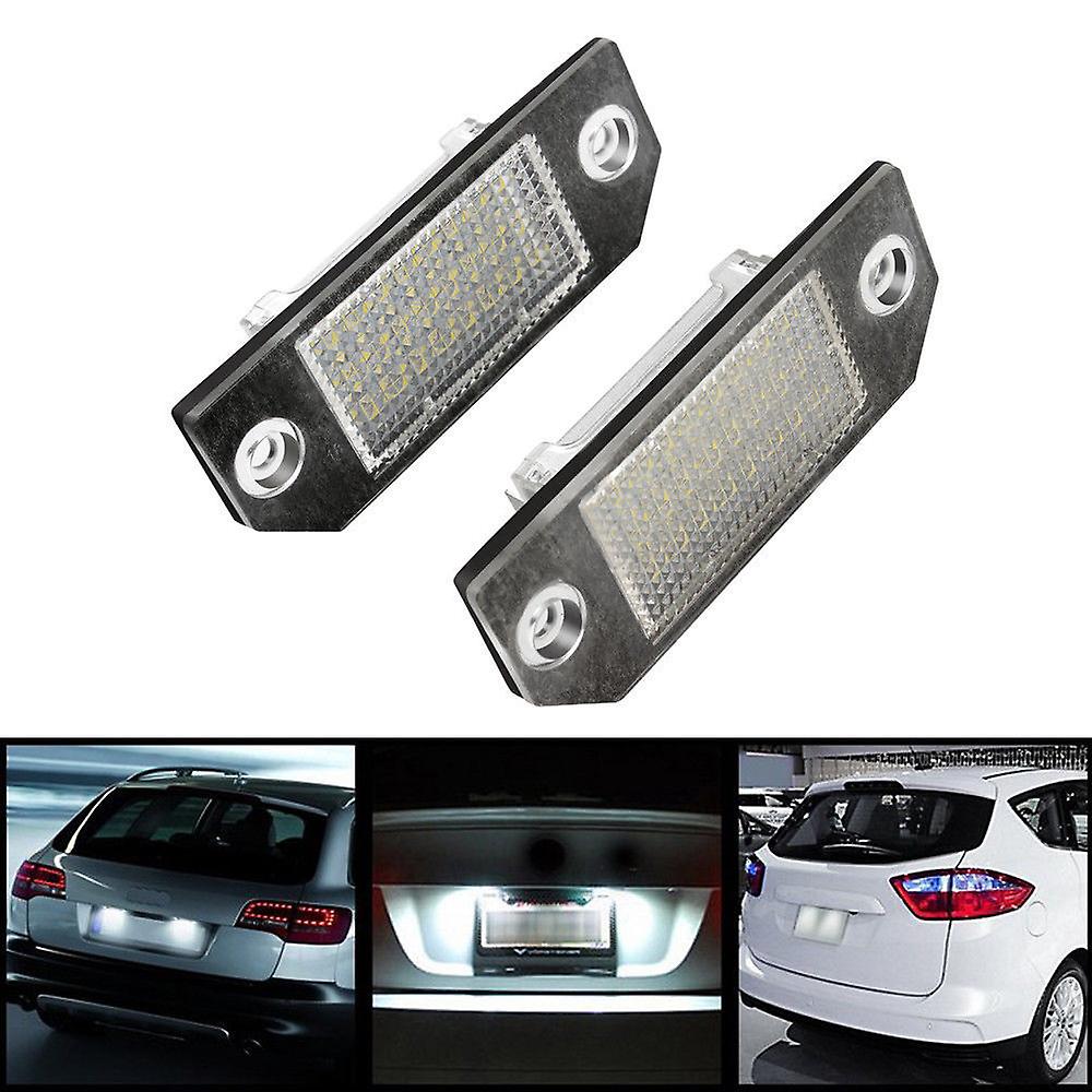 White 2 Pcs Led License Plate Lamp 12v White Light Replacement For Ford Focus C-max Mk2