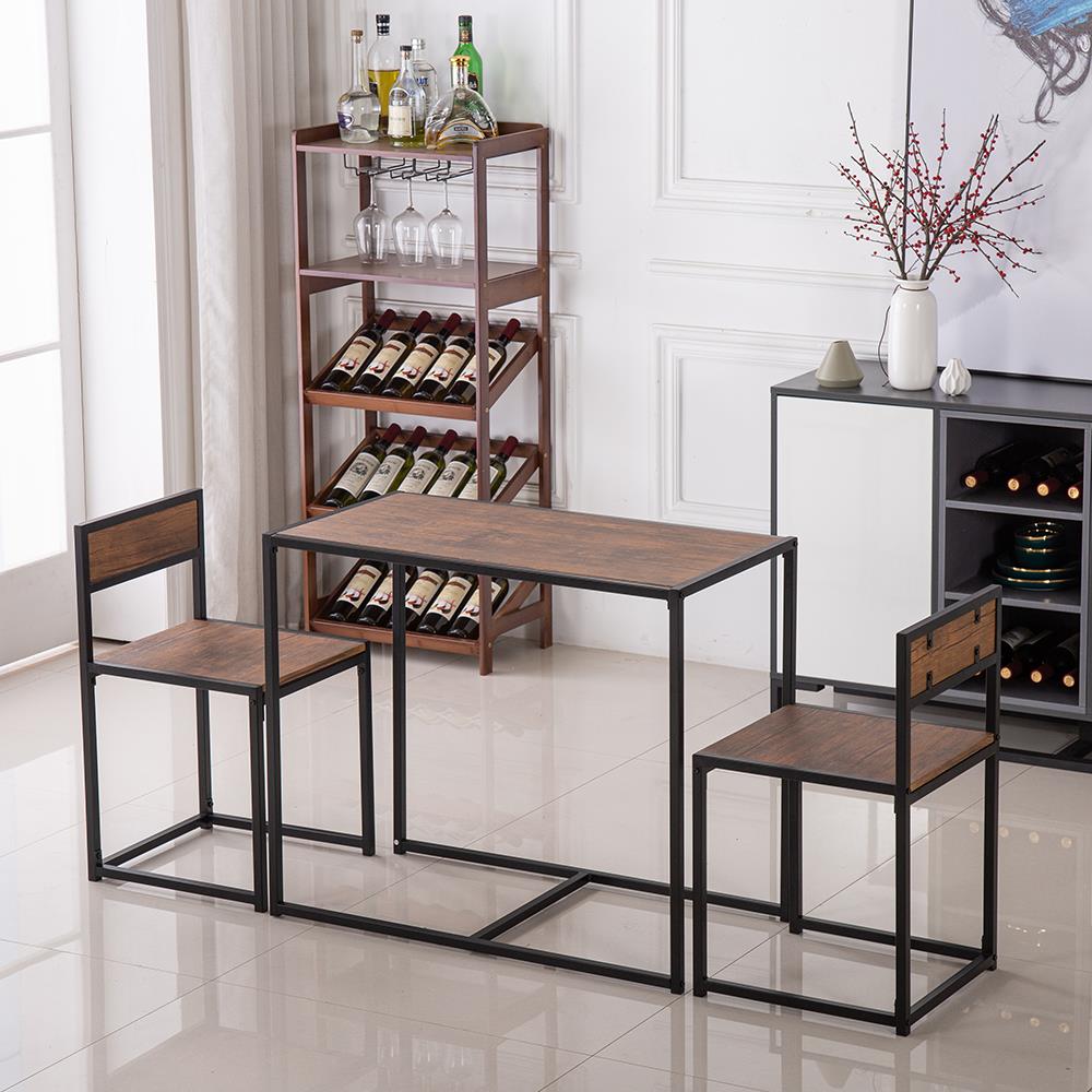 Ktaxon  Industrial 3-Piece Dining Table and 2 Chair Set for Small Space in The Dining Room or Kitchen