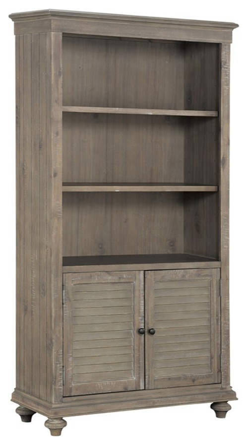 Bowery Hill Modern Wood Bookcase in Driftwood Light Brown Finish   Traditional   Bookcases   by Homesquare  Houzz