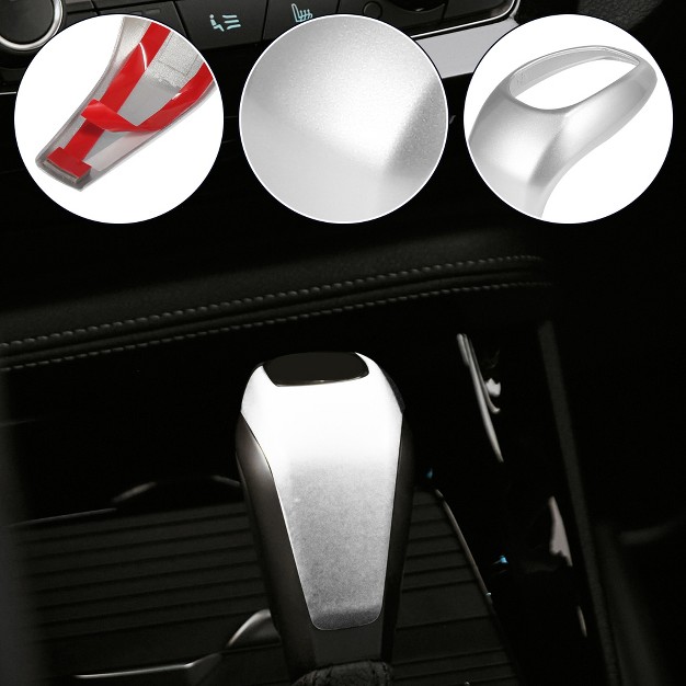 Unique Bargains Interior Gear Shift Knob Cover Sticker Abs Silver Tone For Bmw X1 Silver Tone 1pc