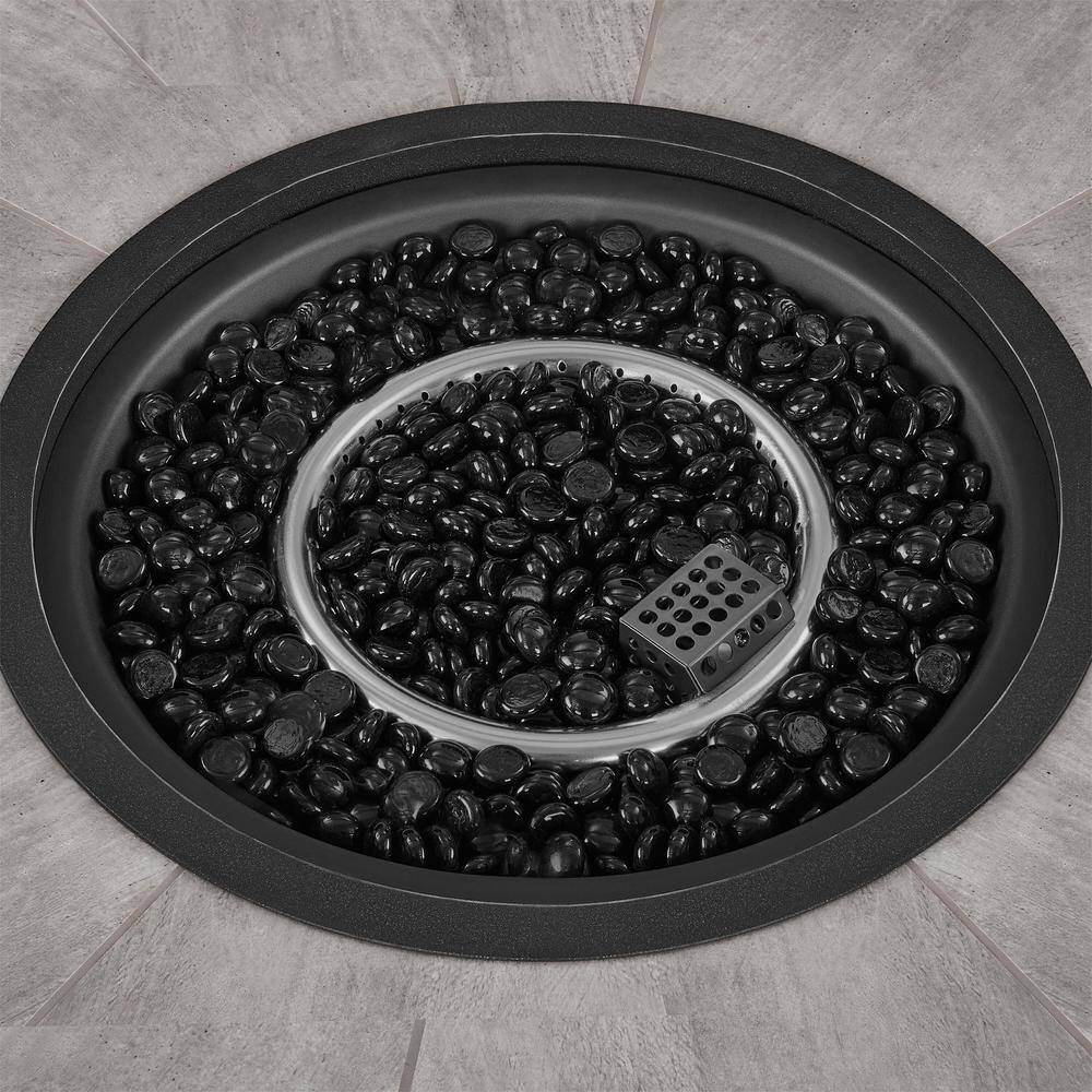 Home Decorators Collection St. Charles 36 in. x 25 in. Round Steel Liquid Propane Black Fire Pit Table FHTM80318