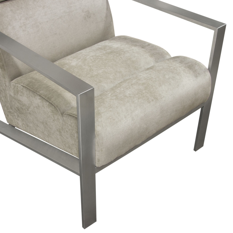 La Brea Accent Chair in Champagne Fabric with Brushed Stainless Steel Frame   Contemporary   Armchairs And Accent Chairs   by VirVentures  Houzz