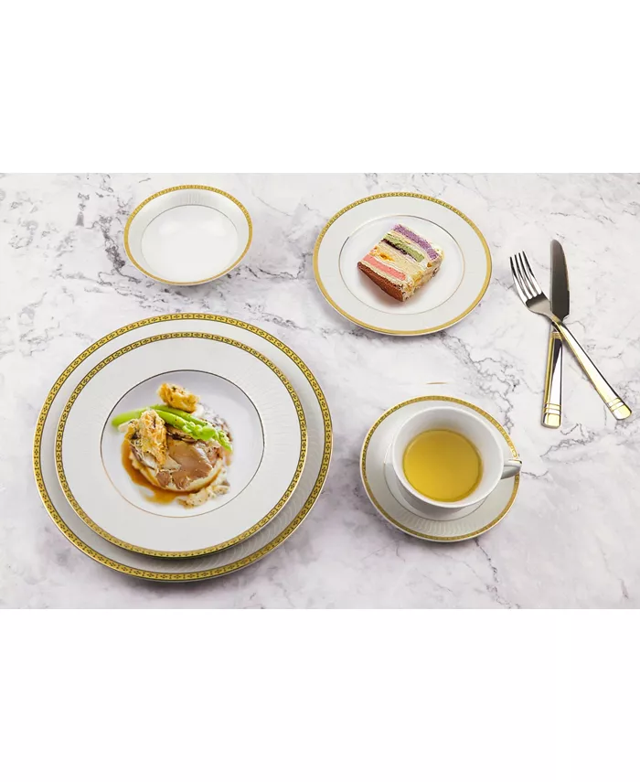 Lorren Home Trends Alina Gold 57-PC Dinnerware Set Service for 8