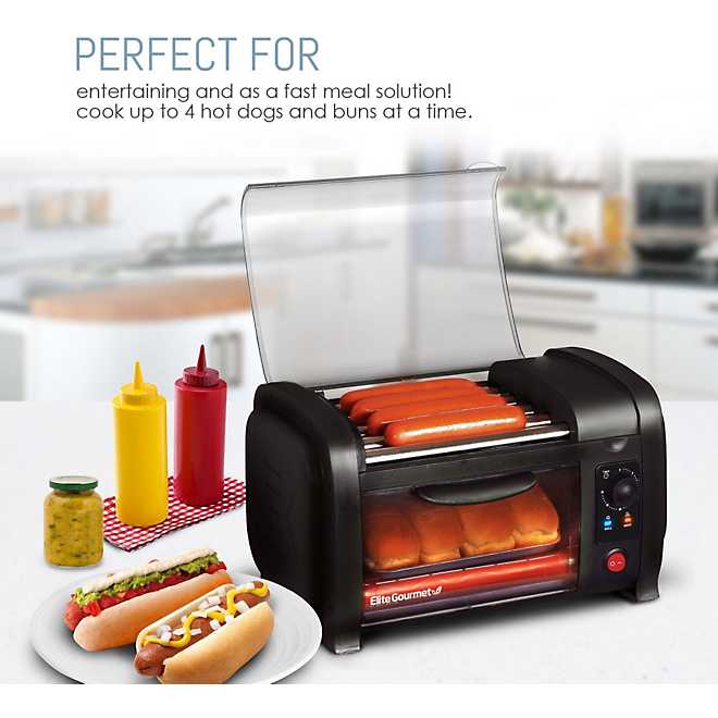 Elite Gourmet Hot Dog Roller Toaster Oven and Bun Warmer