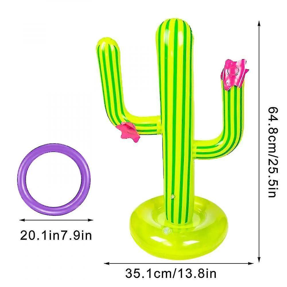 Outdoor Swimming Pool Inflatable Cactus Ring Toss Game Set Floating Pool Toys