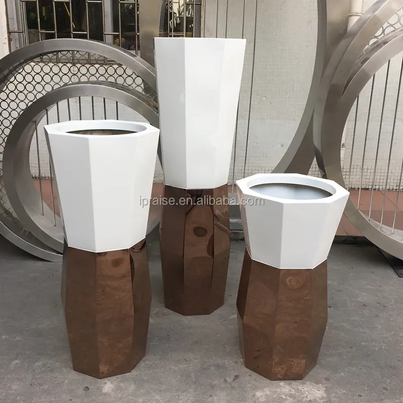 Garden Supplies Modern Indoor flower pot Tall Gold stainless steel flower vase / copper planters large outdoor