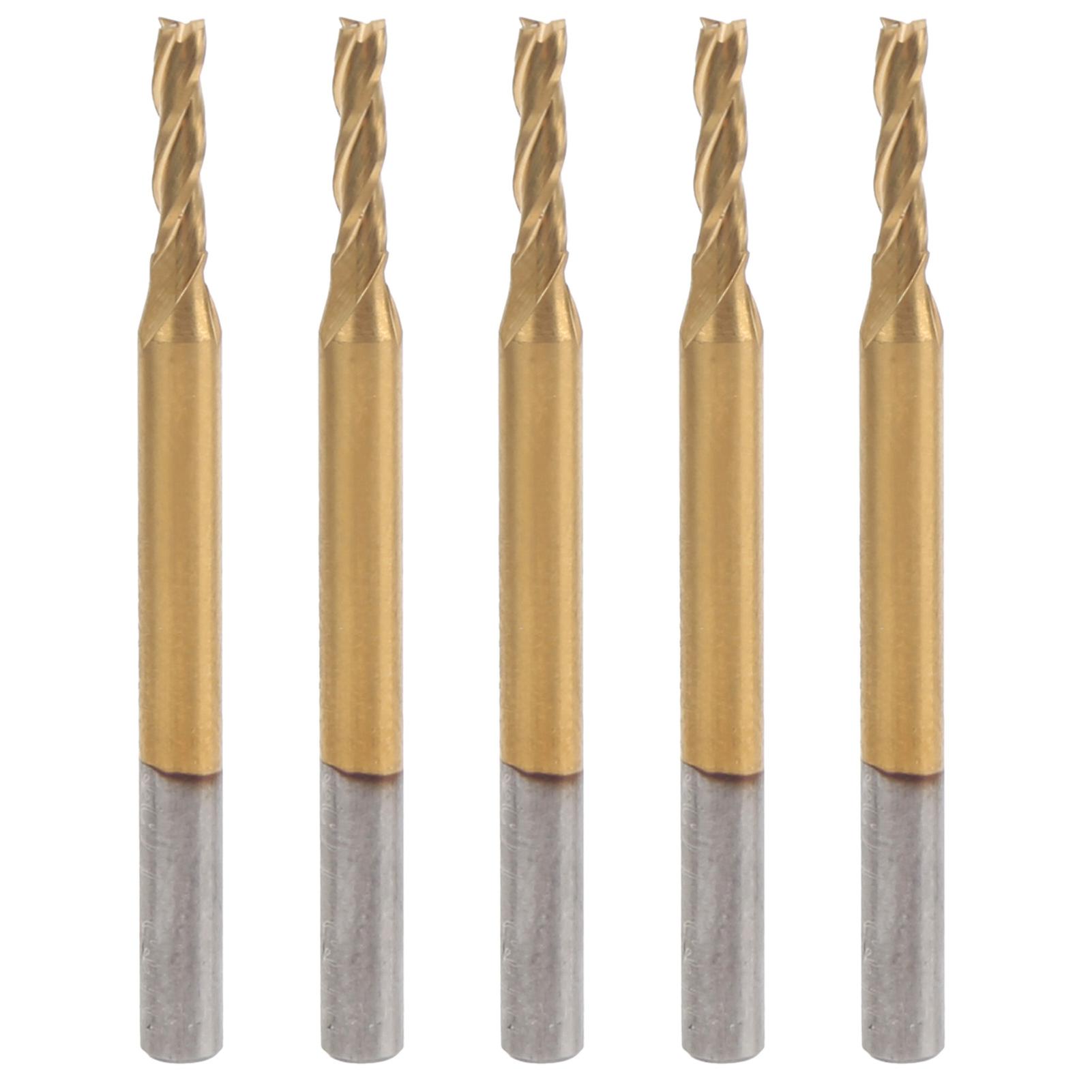 5pcs 3flute Flat End Milling Cutter Ti Plating For 3d Carving Drilling Tool 3.175x2x8x40