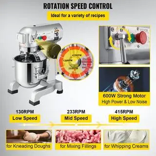VEVOR 15 Qt. Commercial Food Mixer 3 Speeds Adjustable Spiral Mixer with Stainless Steel Bowl for Schools Bakeries DDJBJ15LCLSB15B01V1