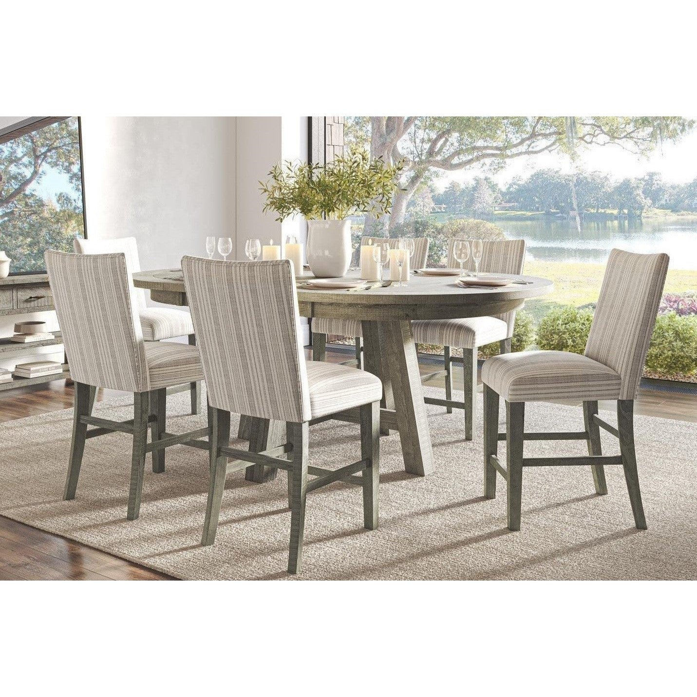 Saratoga 5-Pc Dining Set (Extendable Counter Height Table (54-78) + 4 Chairs)