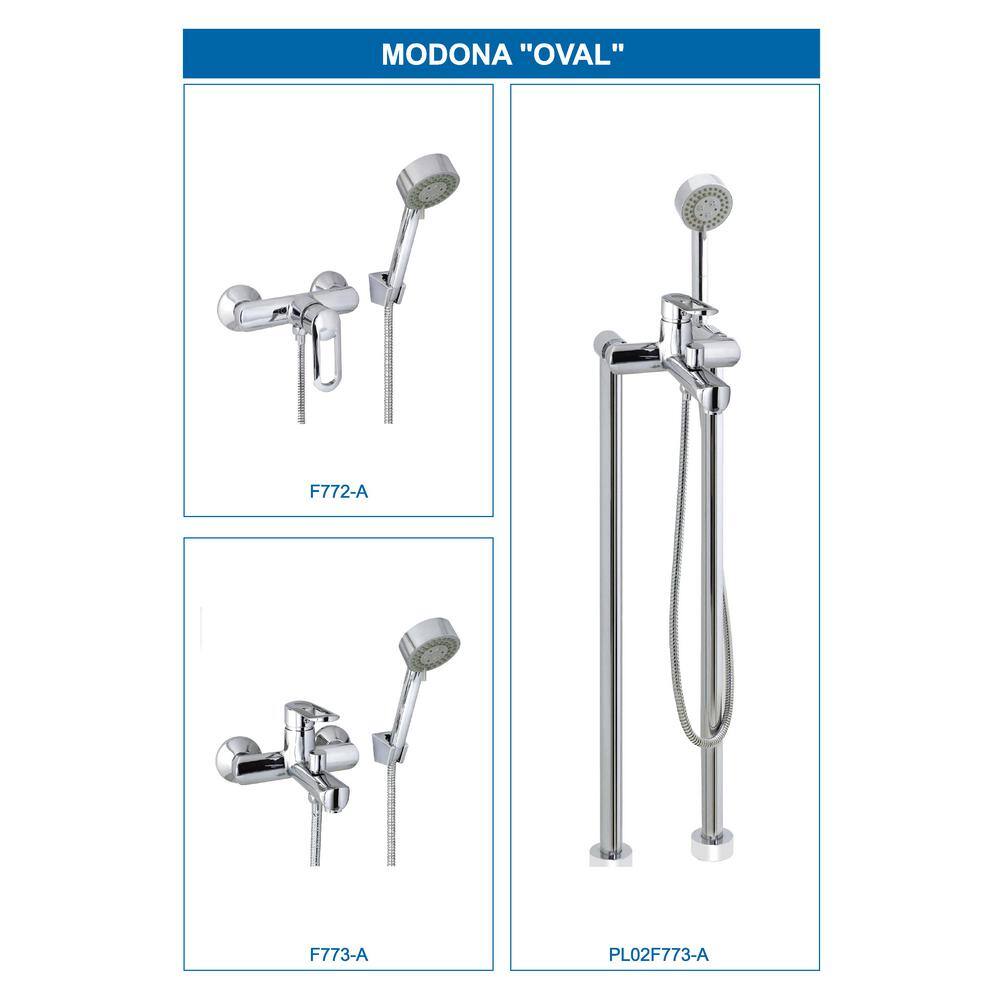 MODONA Oval 6 in. Single-Handle 3-Spray Tub and Shower Faucet with Hand Held Shower in Polished Chrome (Valve Included) F773-A