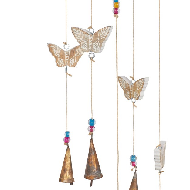 Metal Eclectic Butterfly Windchime Gold blue pink yellow Olivia amp May