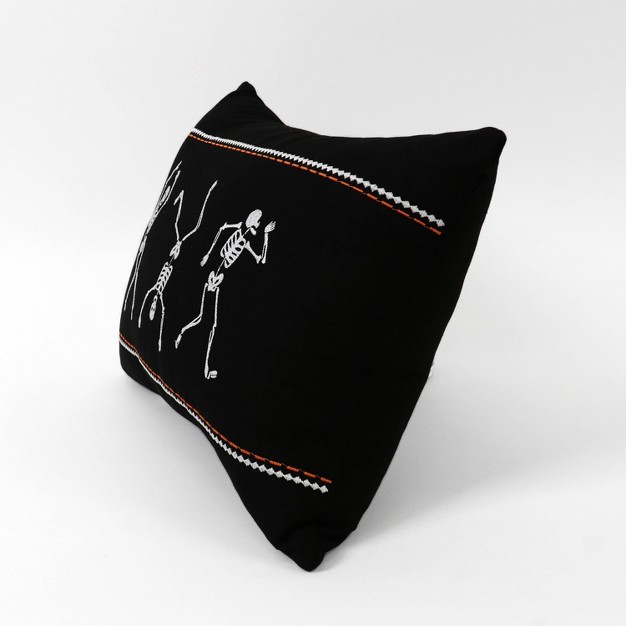 Dance Skeleton Halloween Lumbar Throw Pillow Black Lush D cor