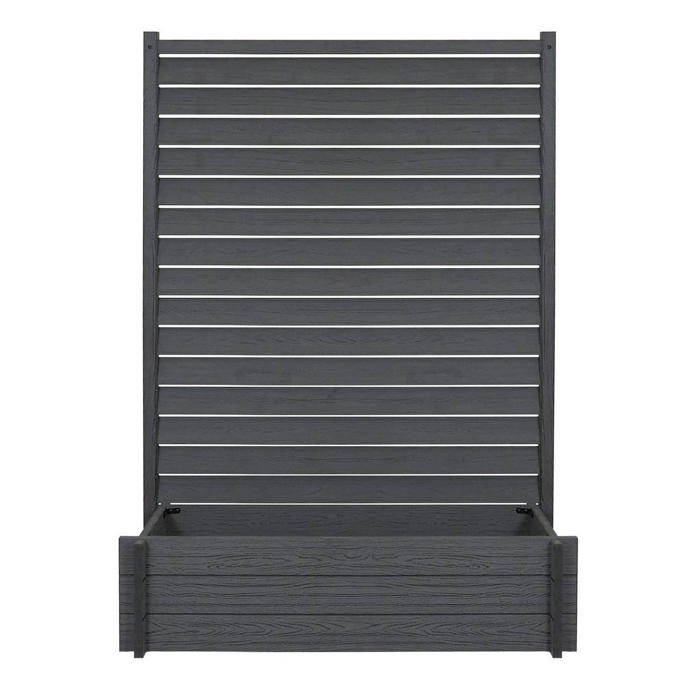 Enclo Privacy Screens 5ft H x 3.5ft W x 1.3 ft L Sedona WoodTek Vinyl Charcoal Color Louvered Freestanding Screen wPlanter Box EC18023 EC18023