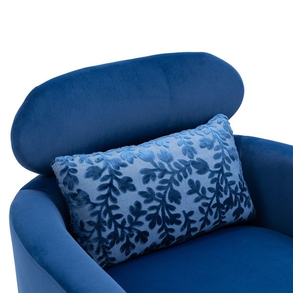 Modern Lounge Accent Chair with Velvet Upholstery， Navy