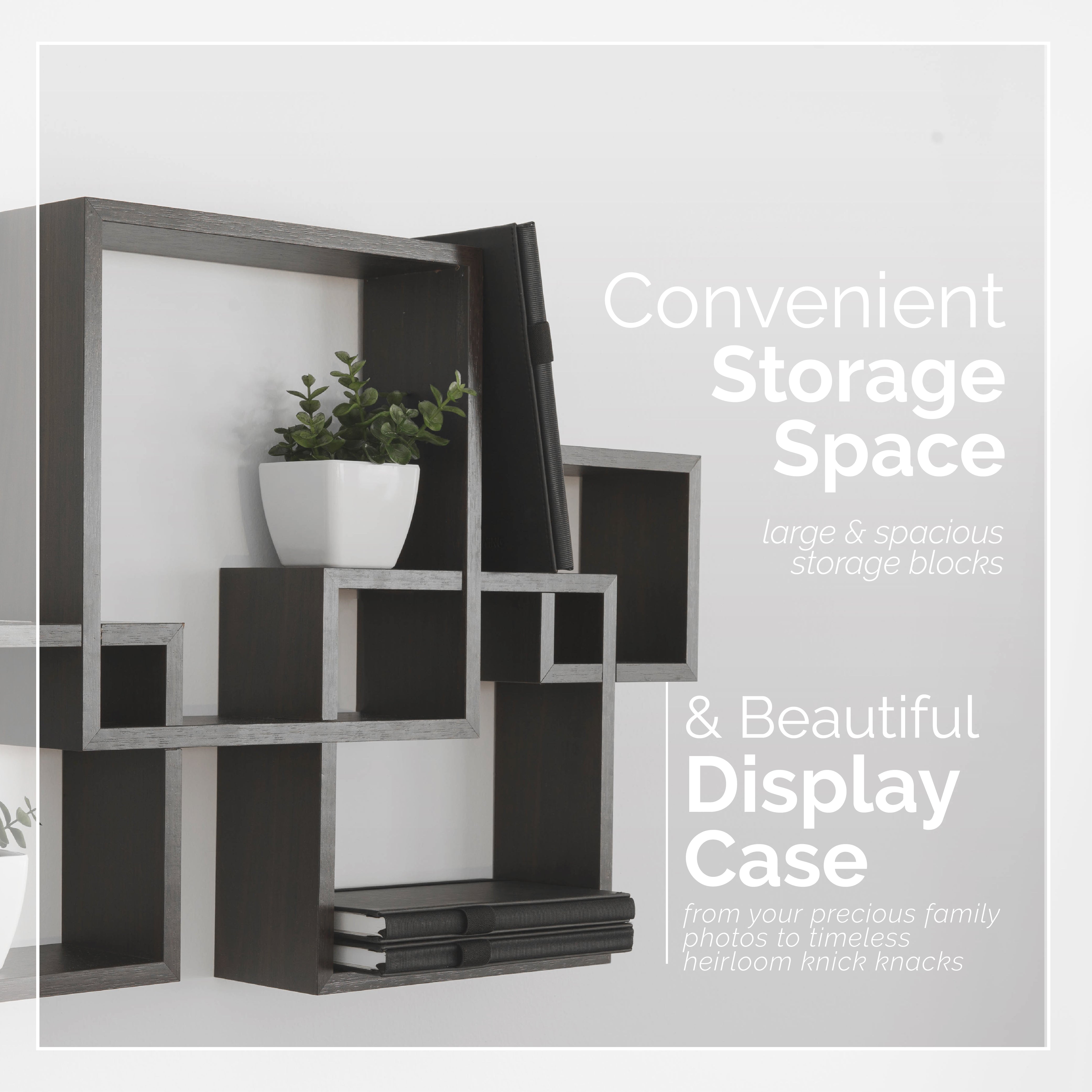 Danya B Espresso Intersecting Cube Shelves