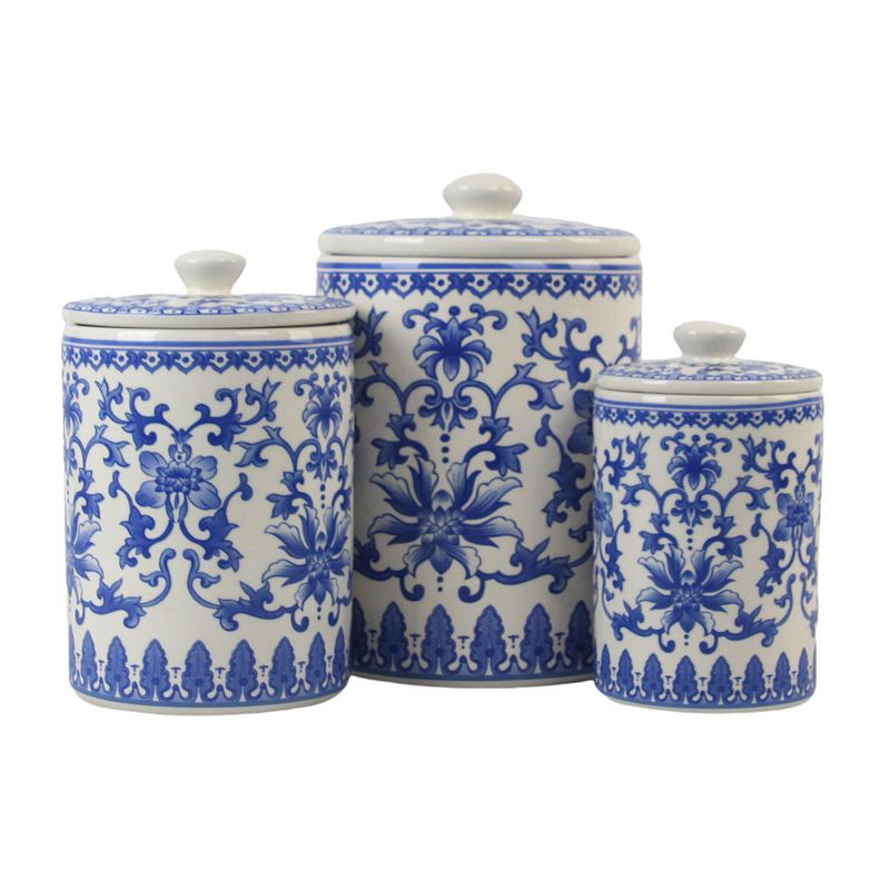 10 Strawberry Street Chinoiserie 3-pc. Ceramic Canister Set