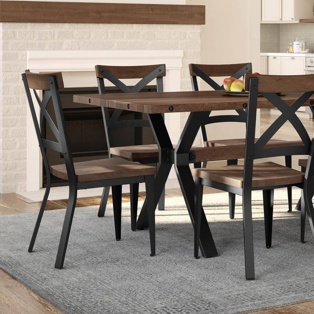 Amisco Jasper Black with Brown Wood Seat Dining Chair 302292587