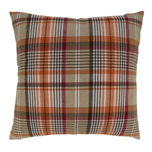 Saro Lifestyle Multi color Plaid Throw Pillow With Poly Filling